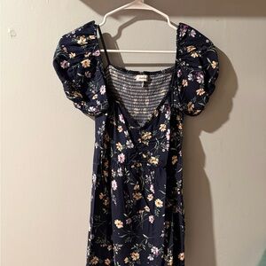 Motherhood Maternity Floral Puff Sleeve Top - Navy and Multicolor